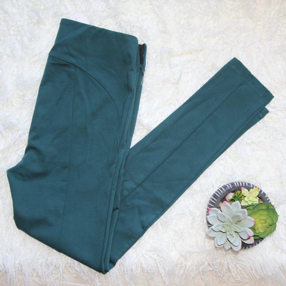 Ann Taylor Leggings Deep Emerald Teal Seemed Leggings SMALL NWT - Picture 2 of 3